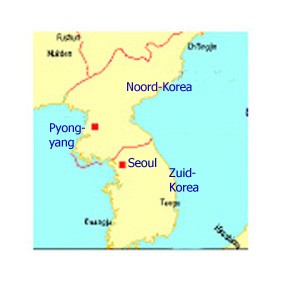 Landkaart Noord- en Zuid-Korea